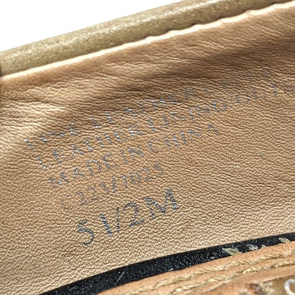 Ella Moss Womens 5.5 Platform Wedge Heels Leather Shoes Pumps Chevron Tan - Picture 10 of 10